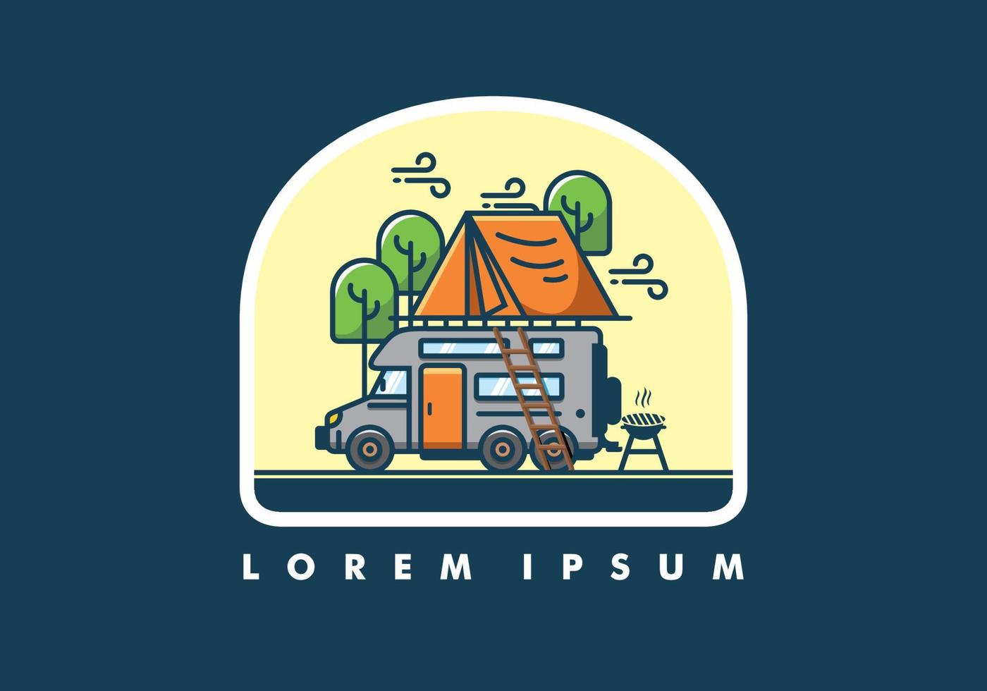 Rooftop car camping flat illustration vector
