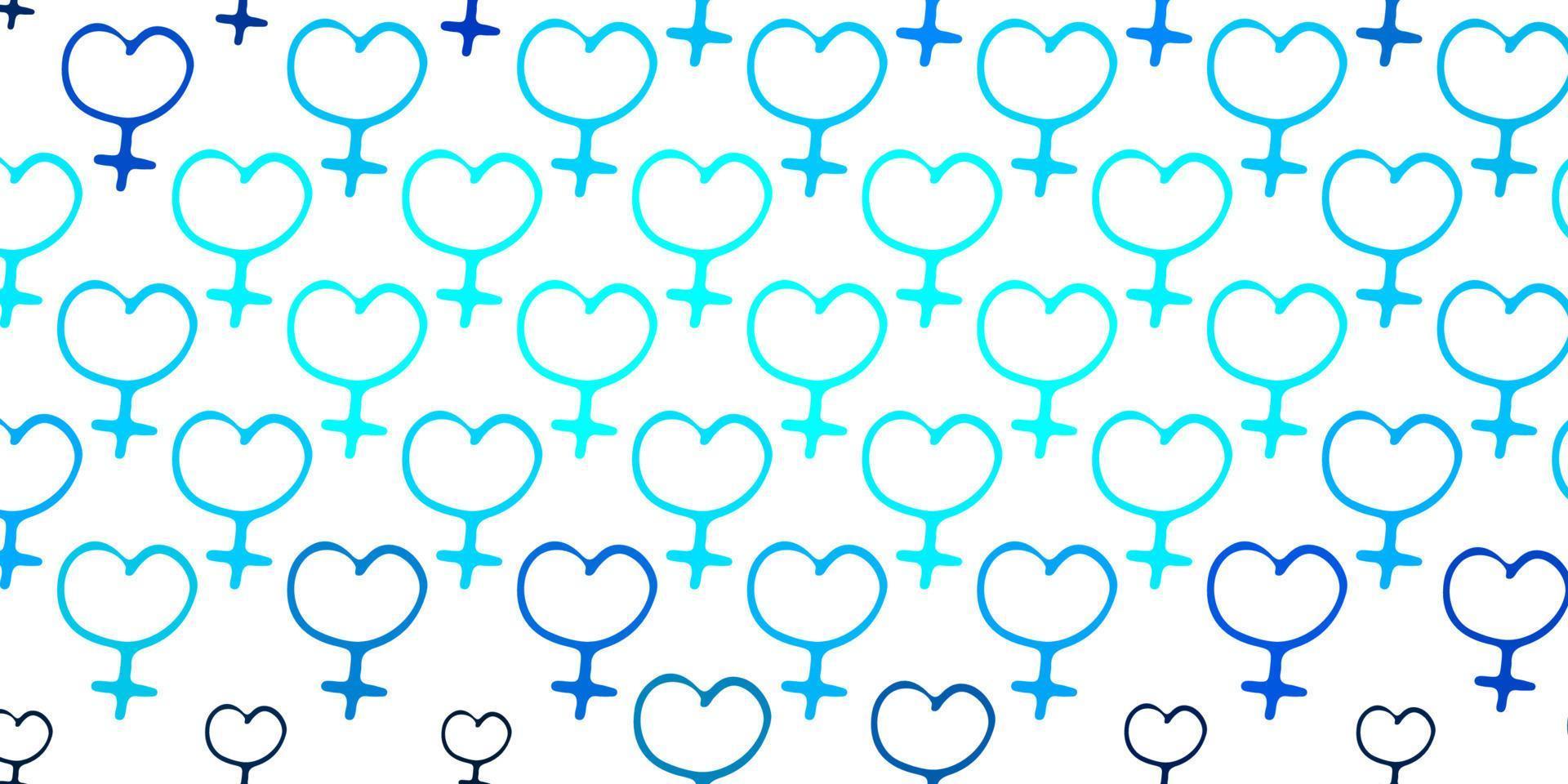 Light BLUE vector pattern with feminism elements.