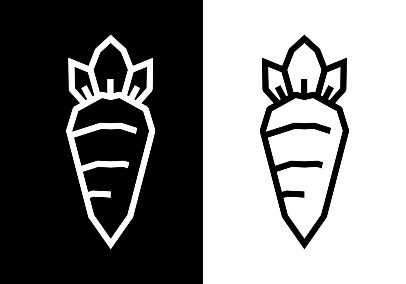 Stiff art style of black and white carrot vector