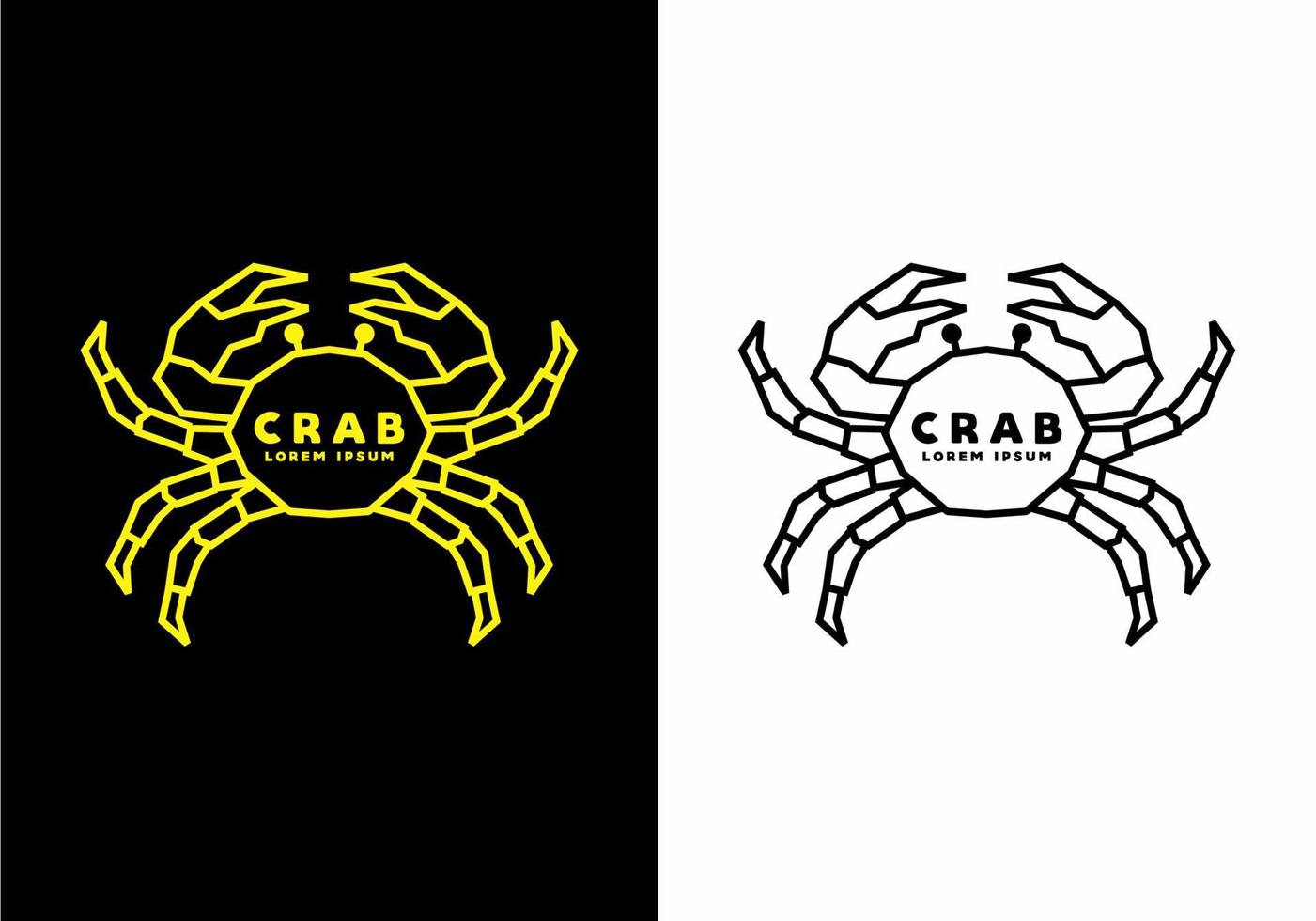 Stiff art style of yellow and black line art of crab vector