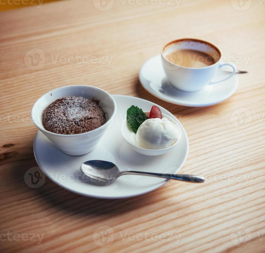 Cake ice cream with chocolate and cappuccino photo