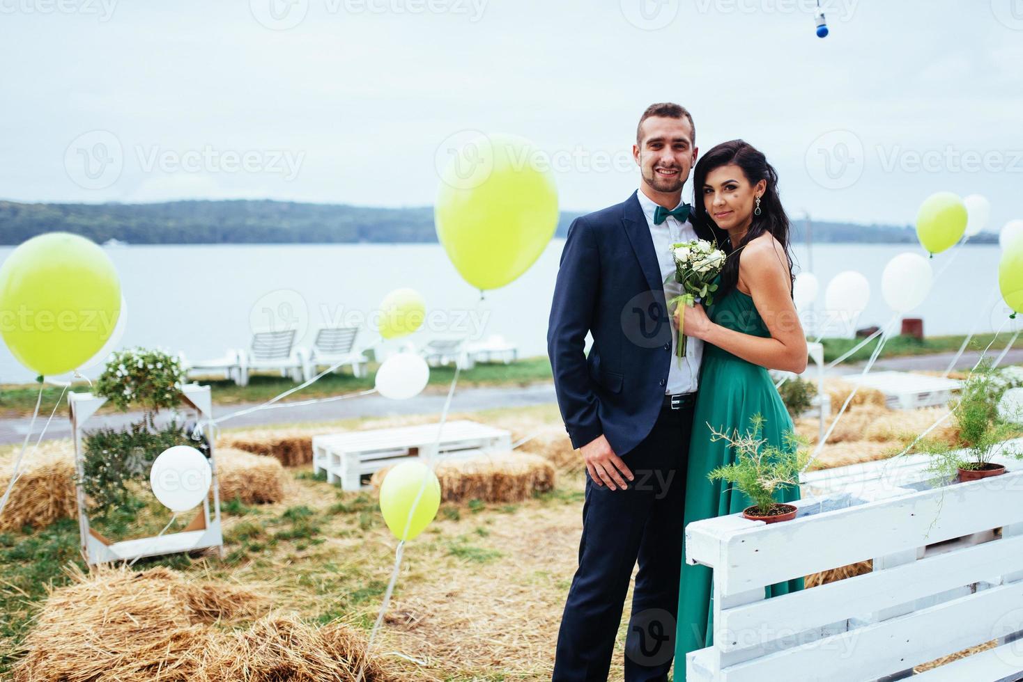 Portrait of a beautiful young drivers and bridesmaids. Wedding photo