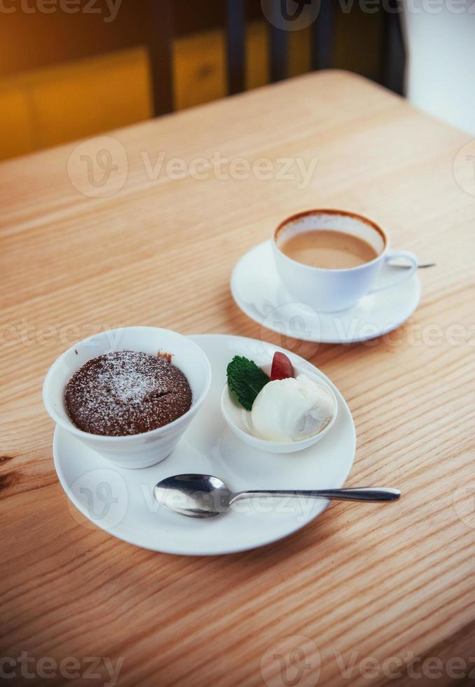 Cake ice cream with chocolate and cappuccino photo