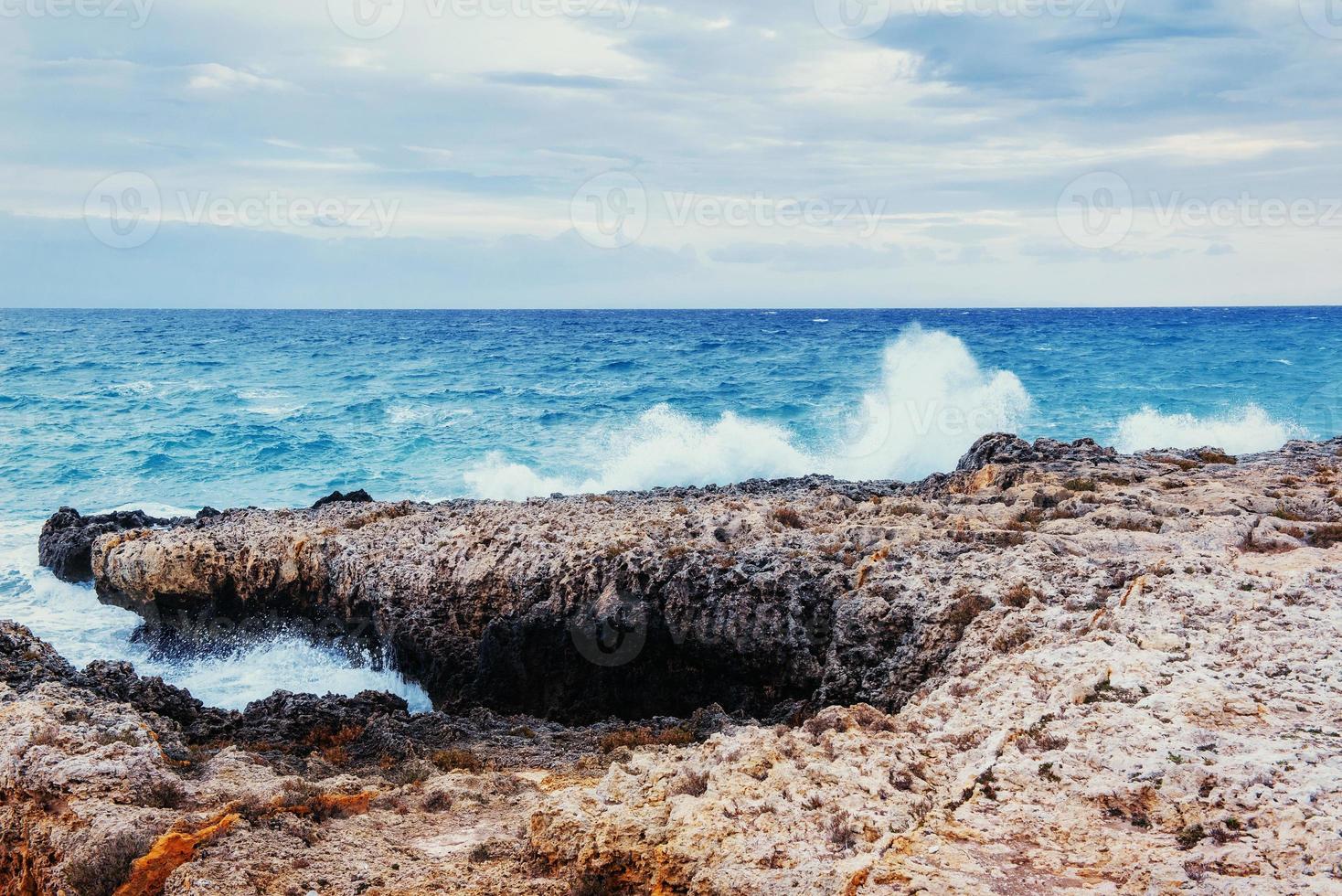 Fantastic views of the sea with blue sky. photo