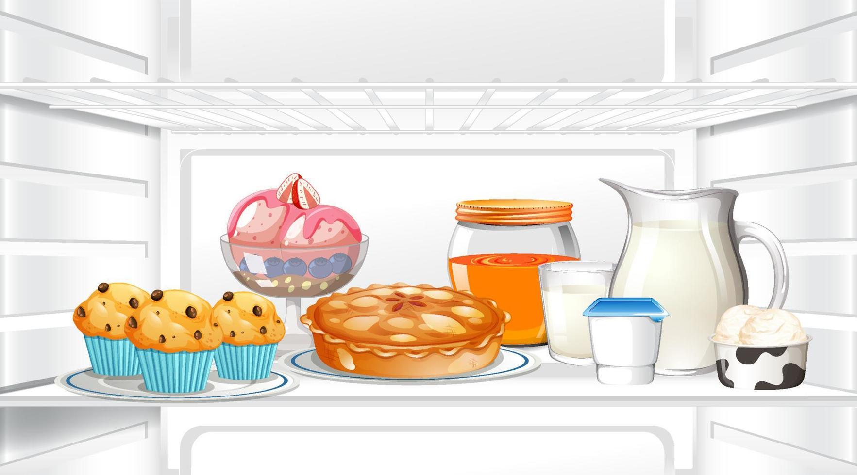 An inside the refrigerator with food vector
