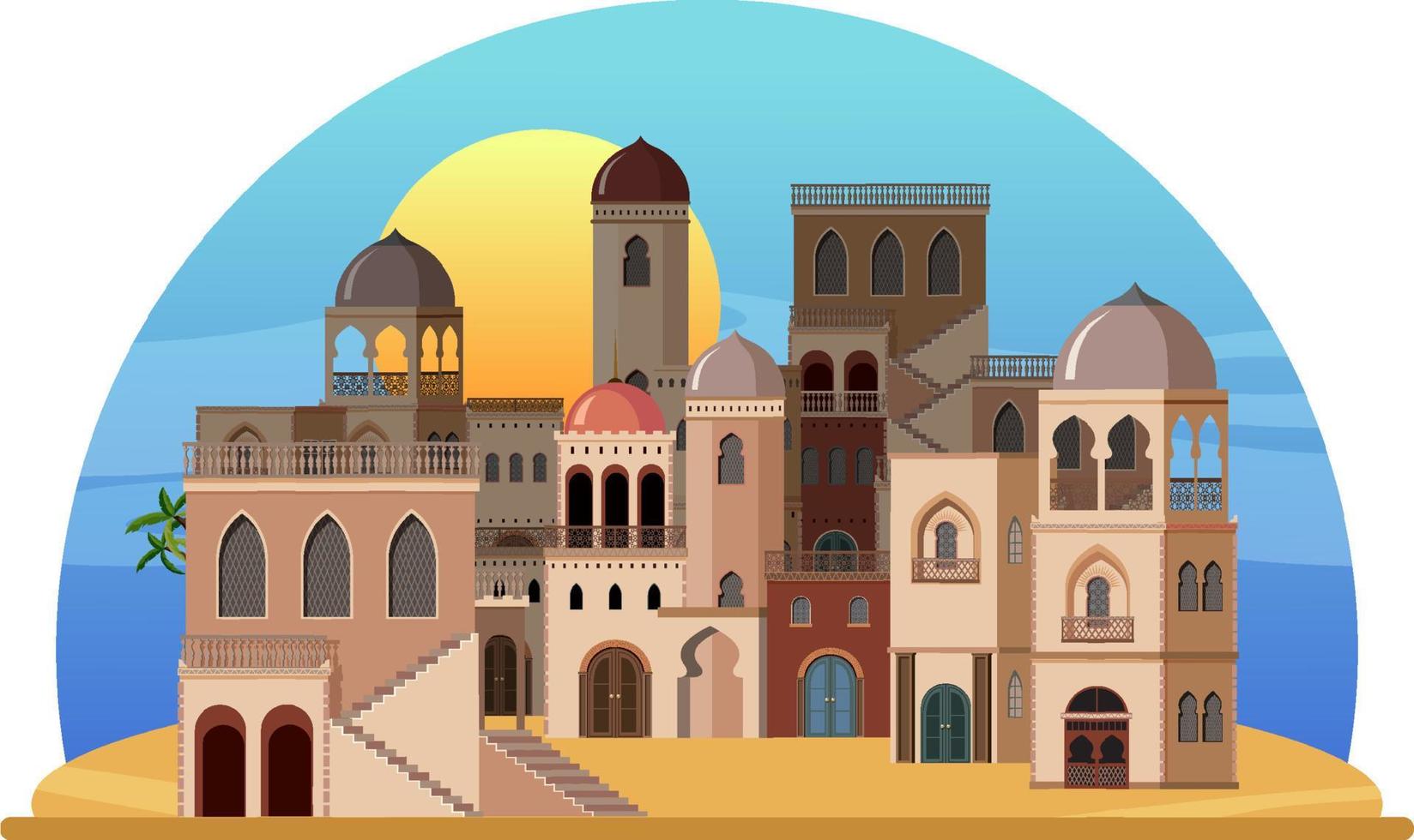 Arabian architecture house and building vector