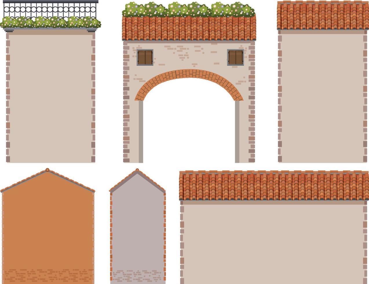 Different designs of brick walls vector