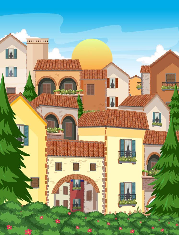 Italy town style house and building landscape vector