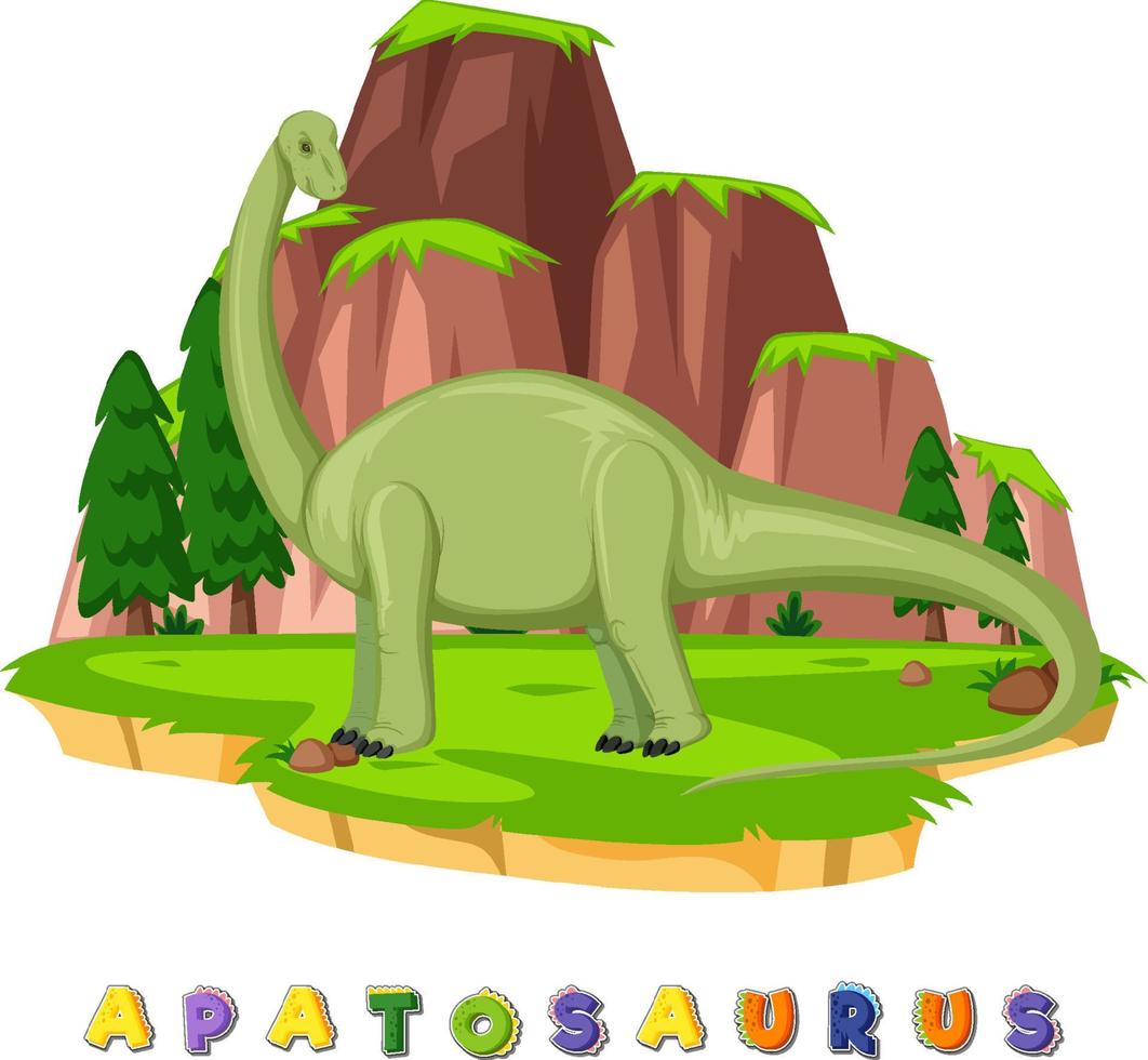 wordcard de dinosaurio para apatosaurio vector