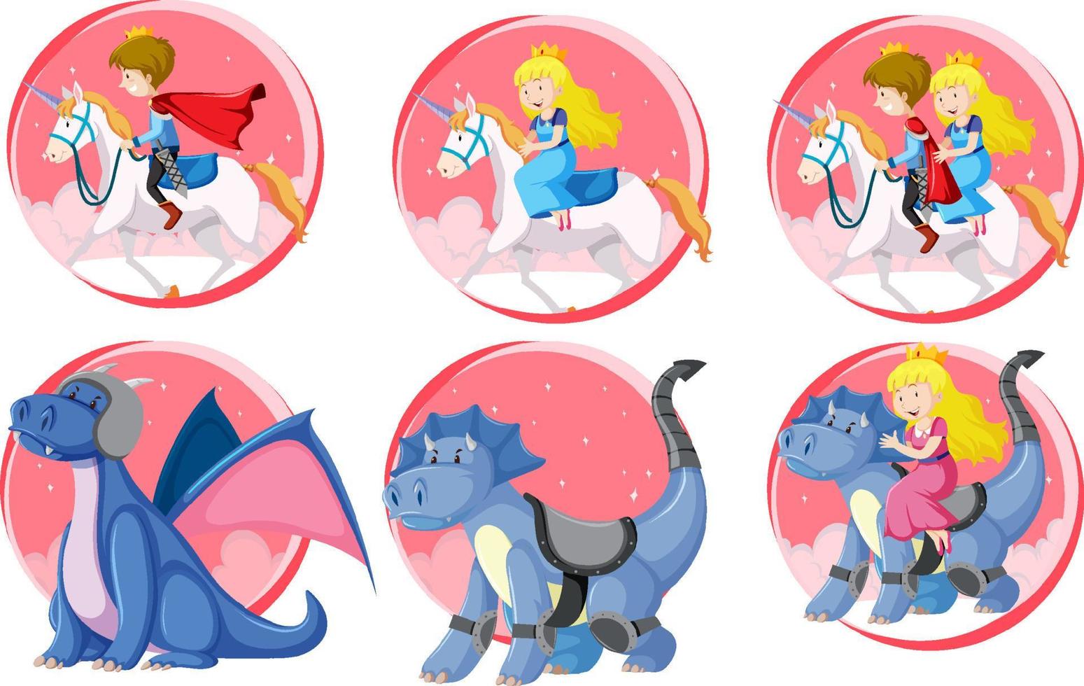 A set of Fantasy character on white background vector