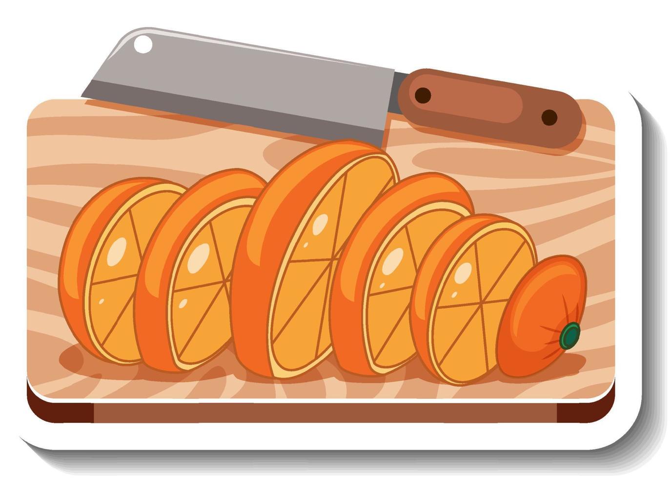 Chopped oranges on cutting board vector