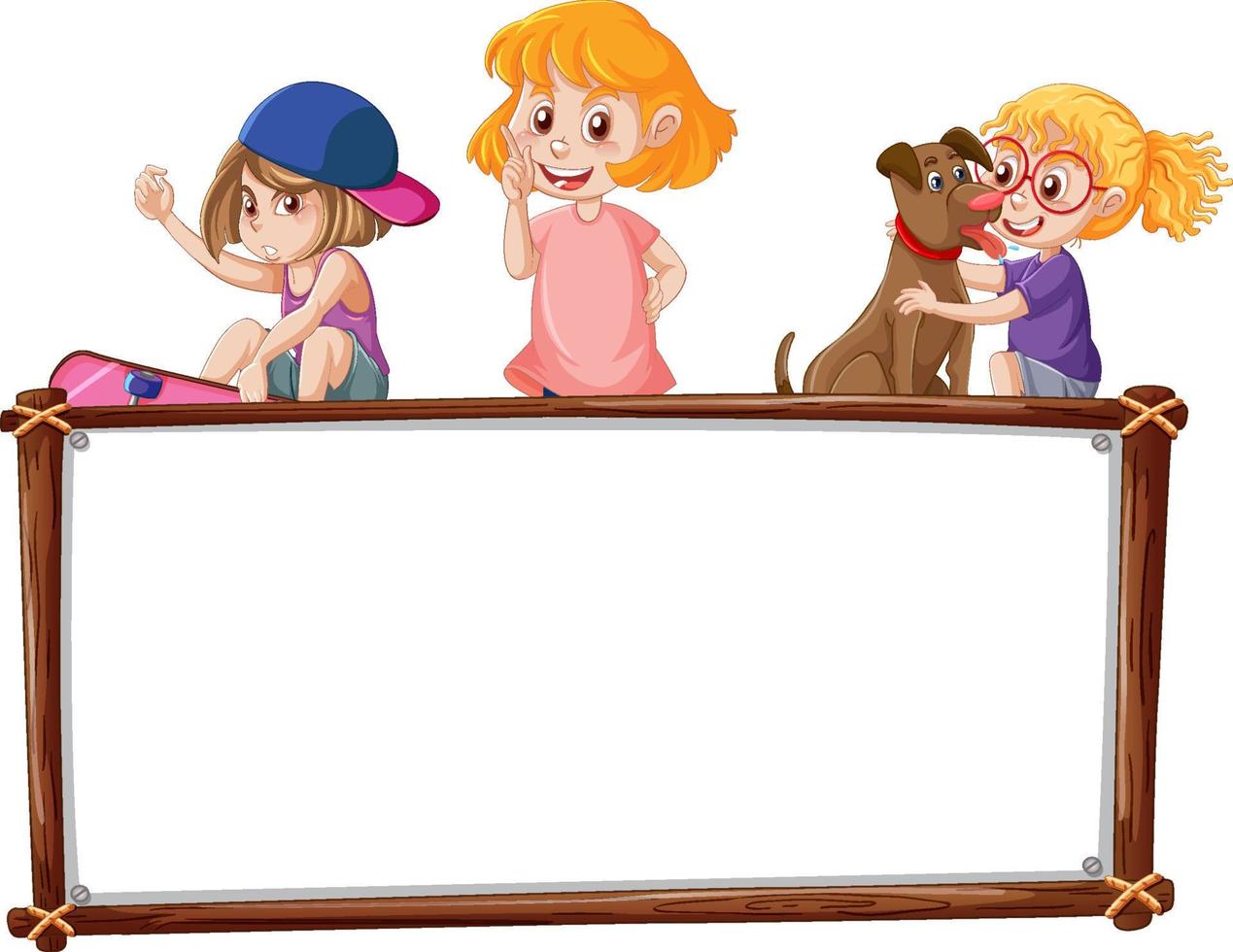 Board template with happy kids vector