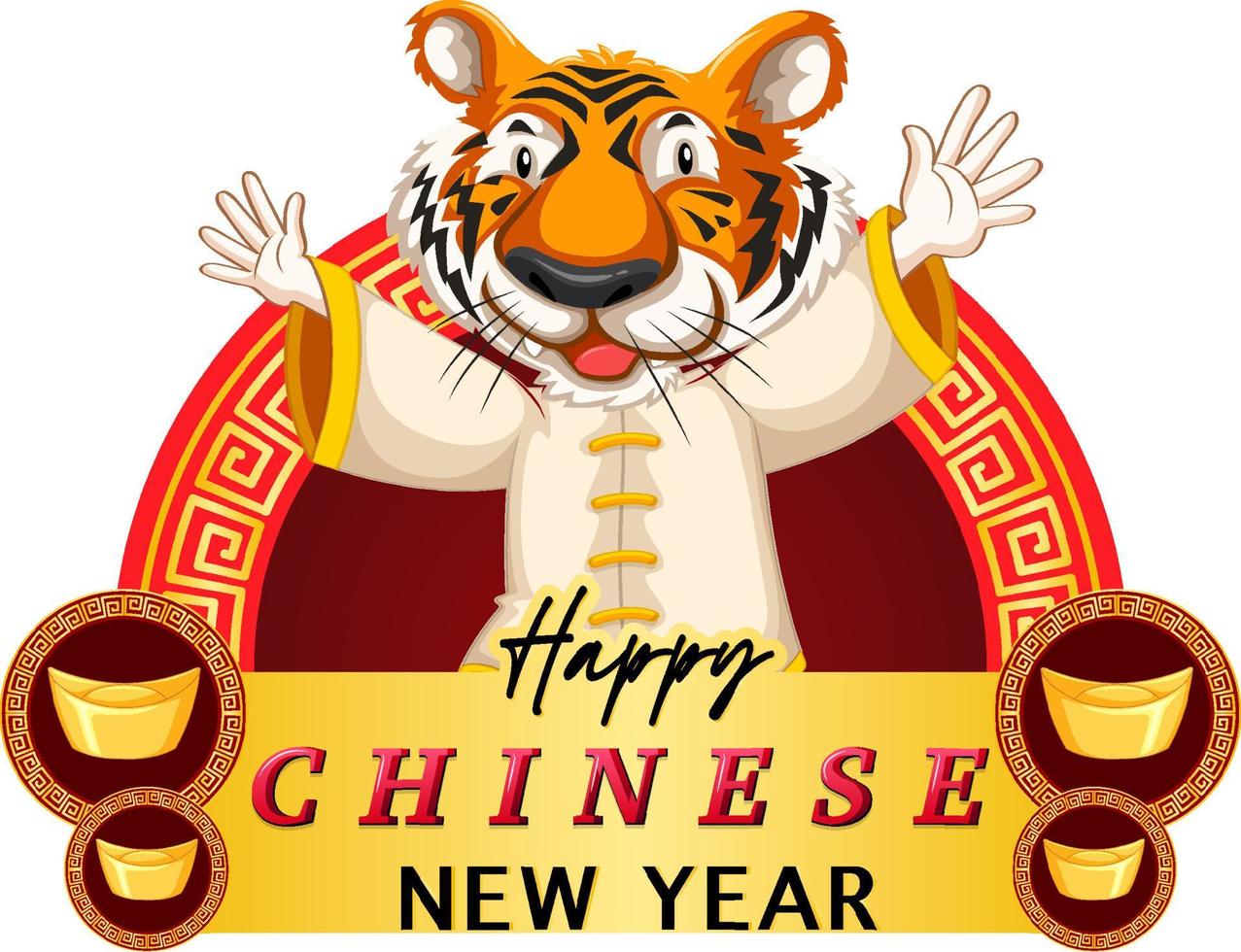 Chinese New Year poster design with tiger vector