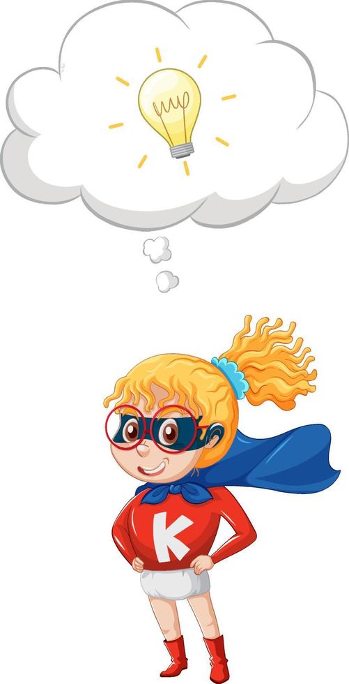 A super girl standing and thinking on white background vector