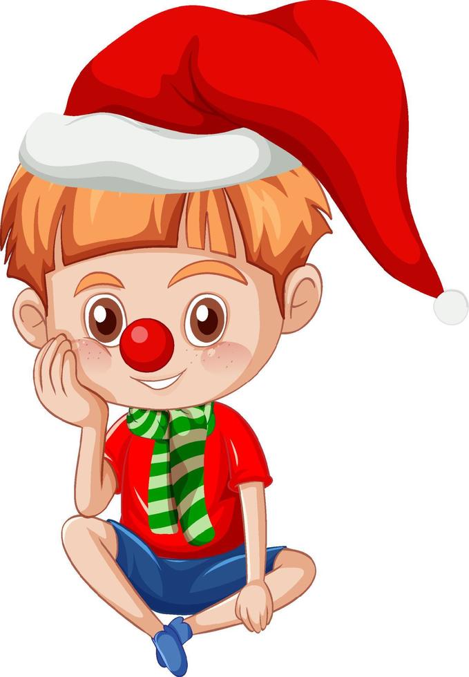Cute boy in Christmas costume cartoon character vector