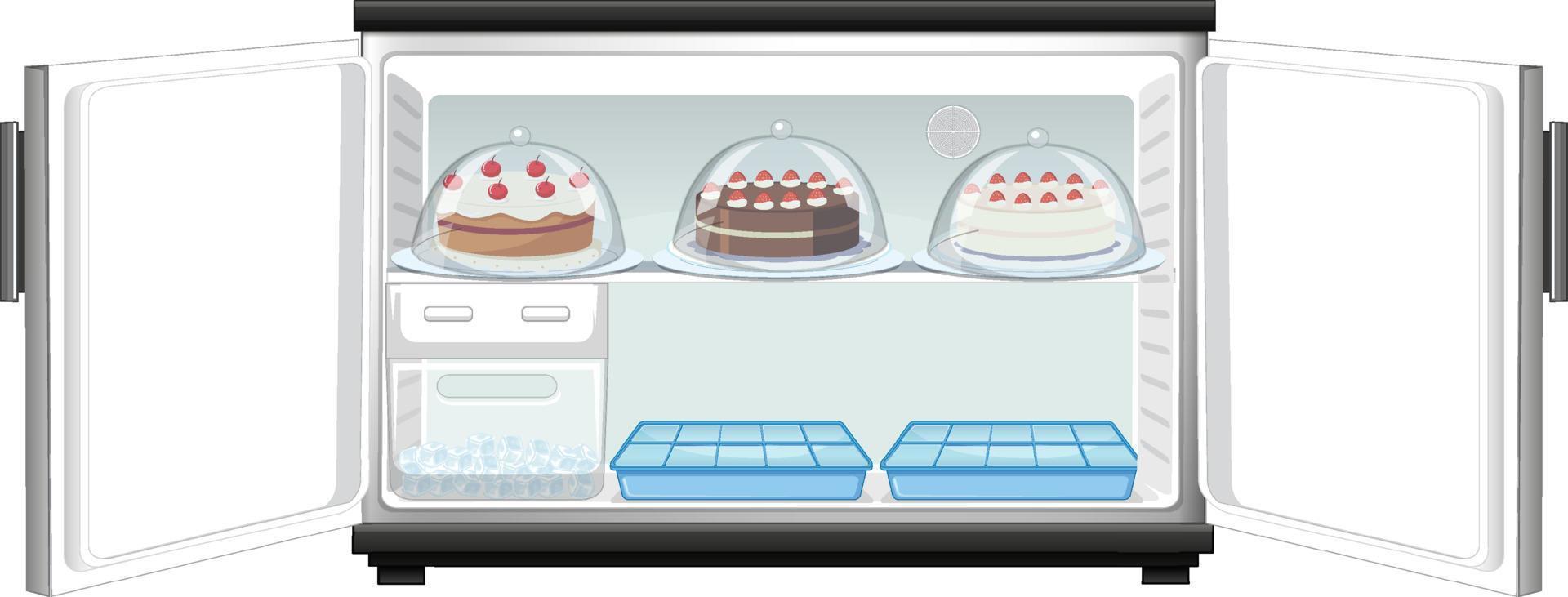 un interior del refrigerador con comida vector