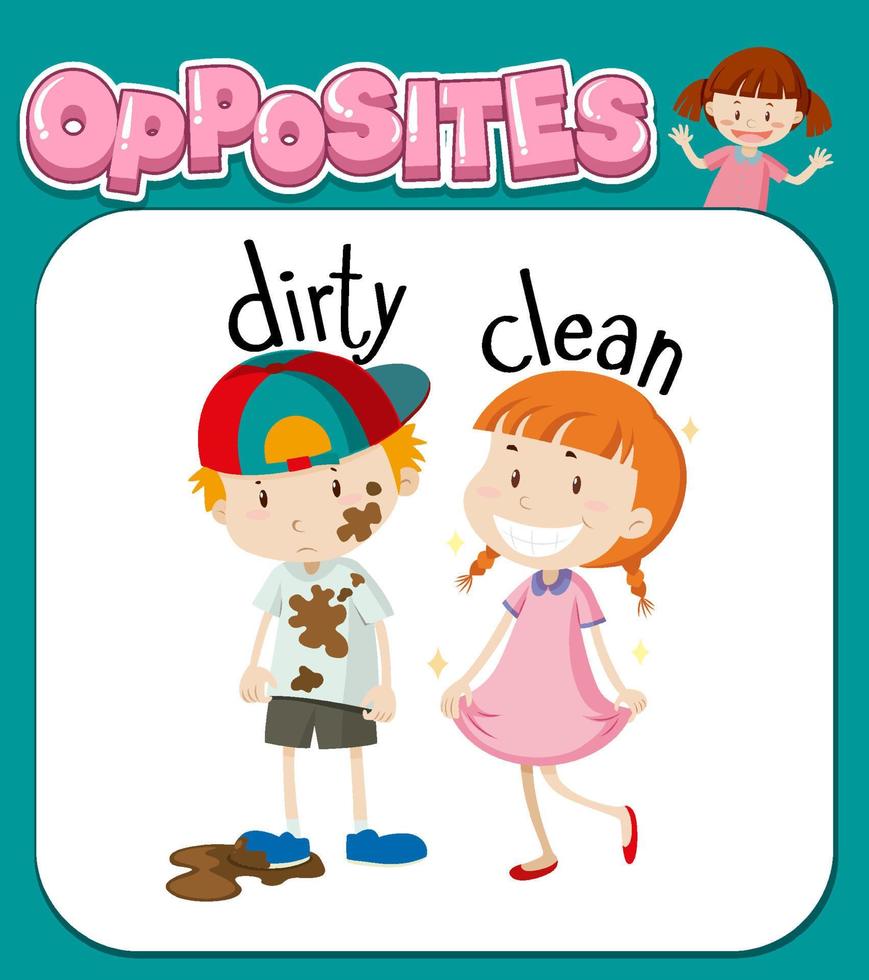 Opposite words for dirty and clean vector