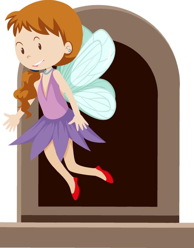 Fantasy Angel character by the window on white background vector