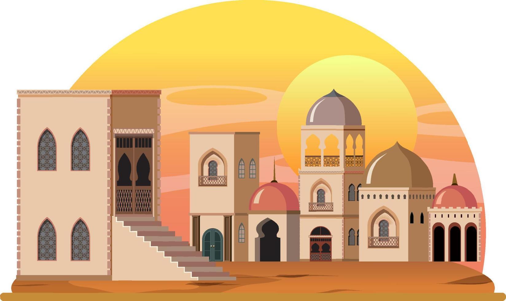 Arabian architecture house and building vector