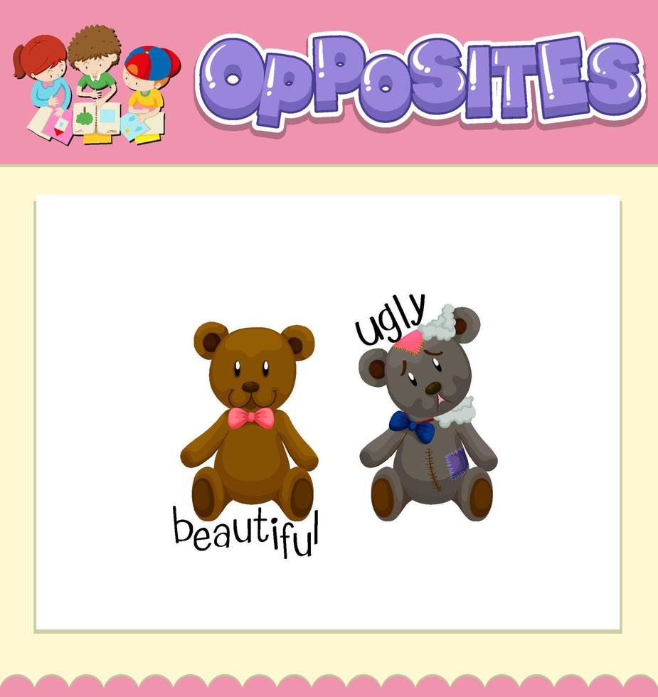 Opposite words for beautiful and ugly vector
