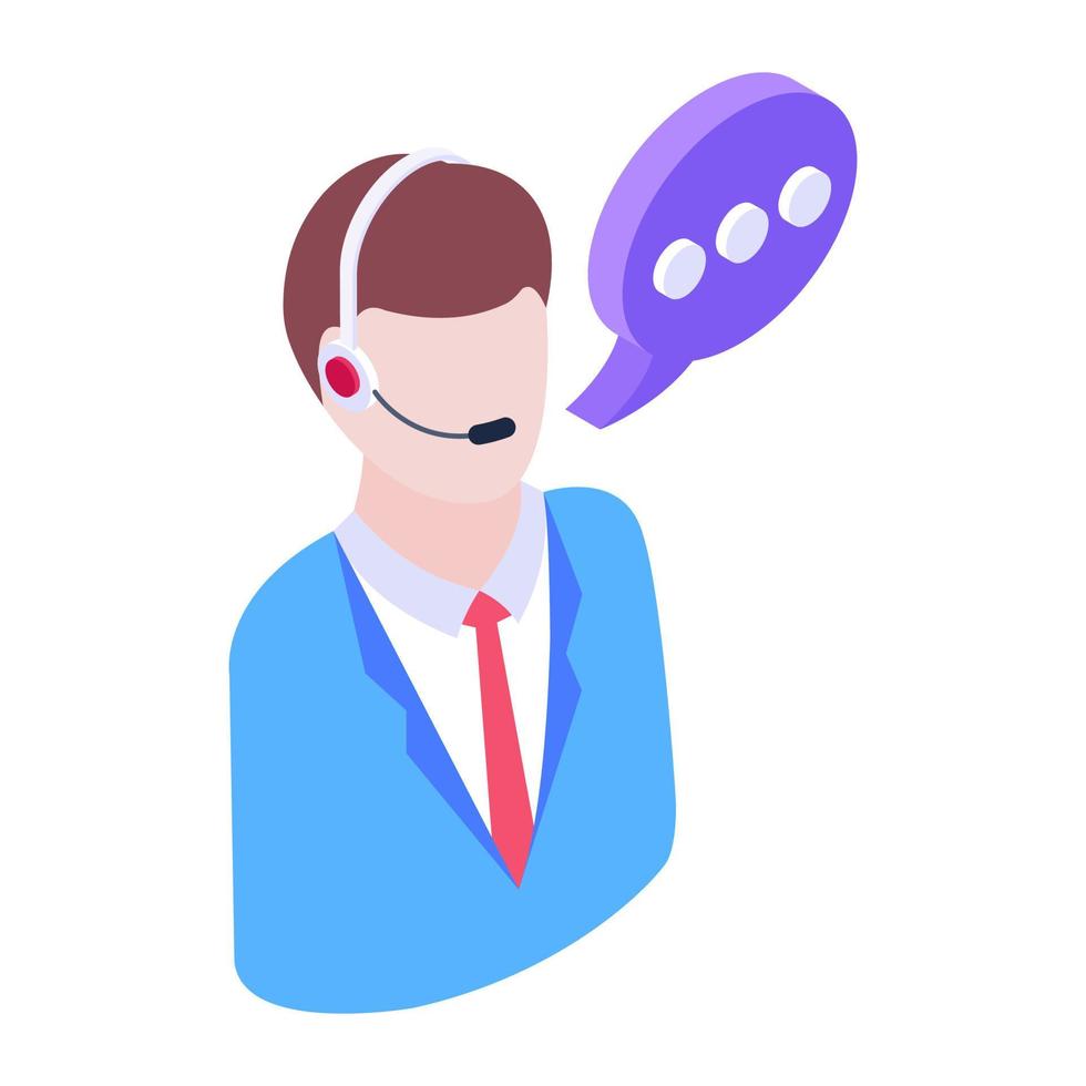 Isometric icon of customer representative vector