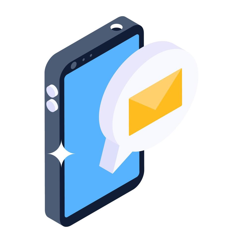 Mobile message icon in isometric design, editable vector