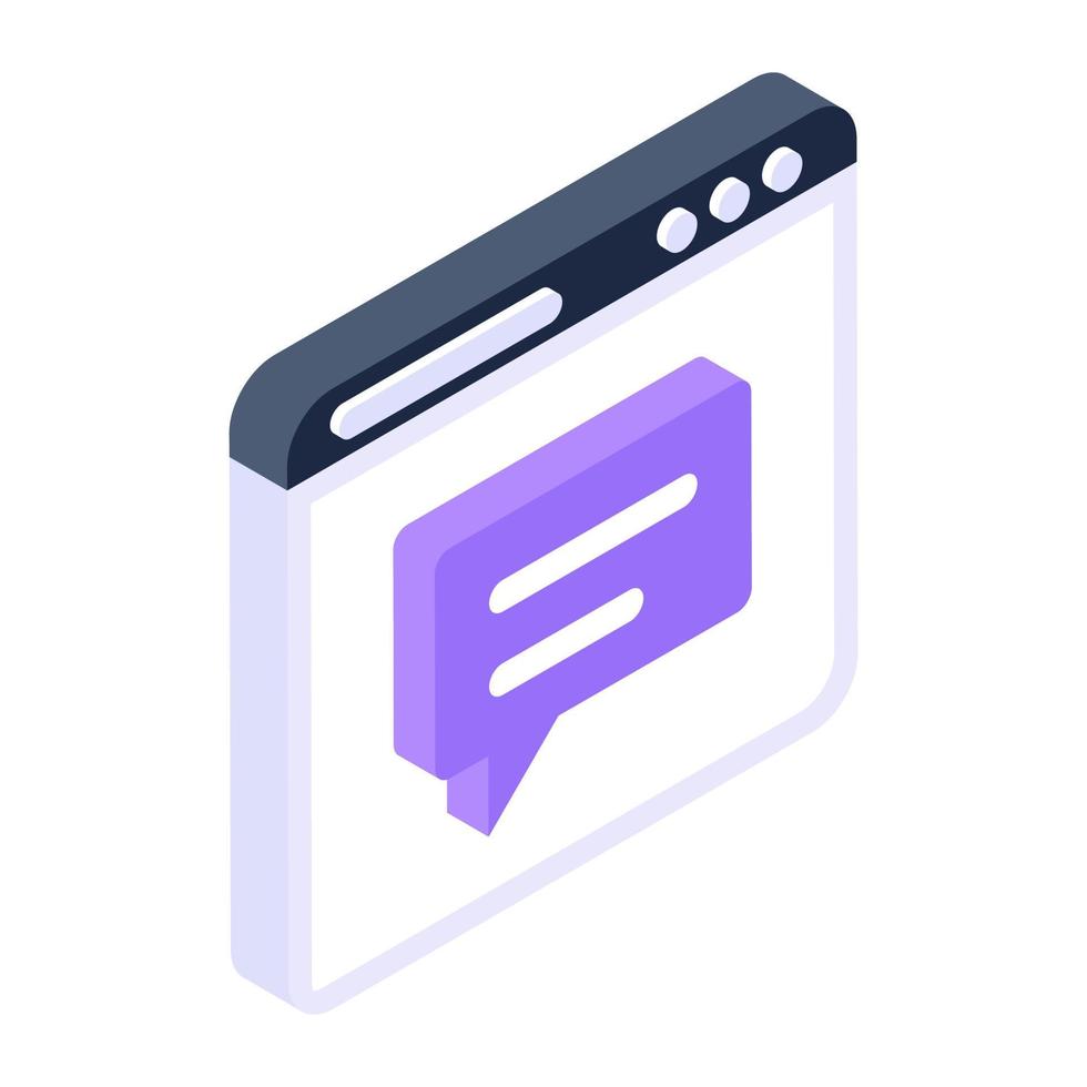 A trendy icon of web chat in isometric design vector