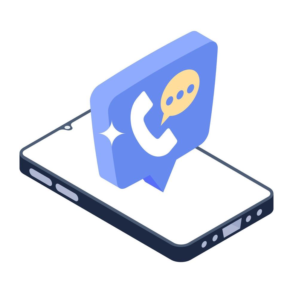 Trendy vector of phone call, isometric design
