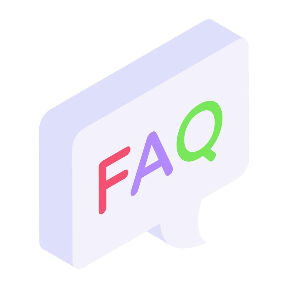 Frequently asked question in isometric icon, faq vector