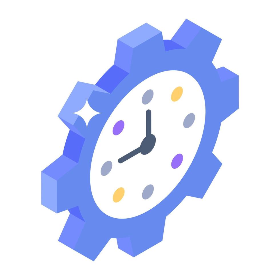 Modern icon of time settings, clock inside gear vector