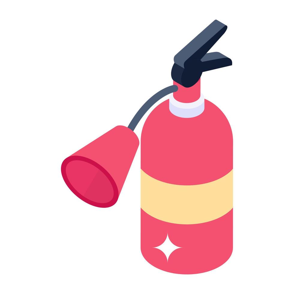 Firefighter device, fire extinguisher isometric icon vector