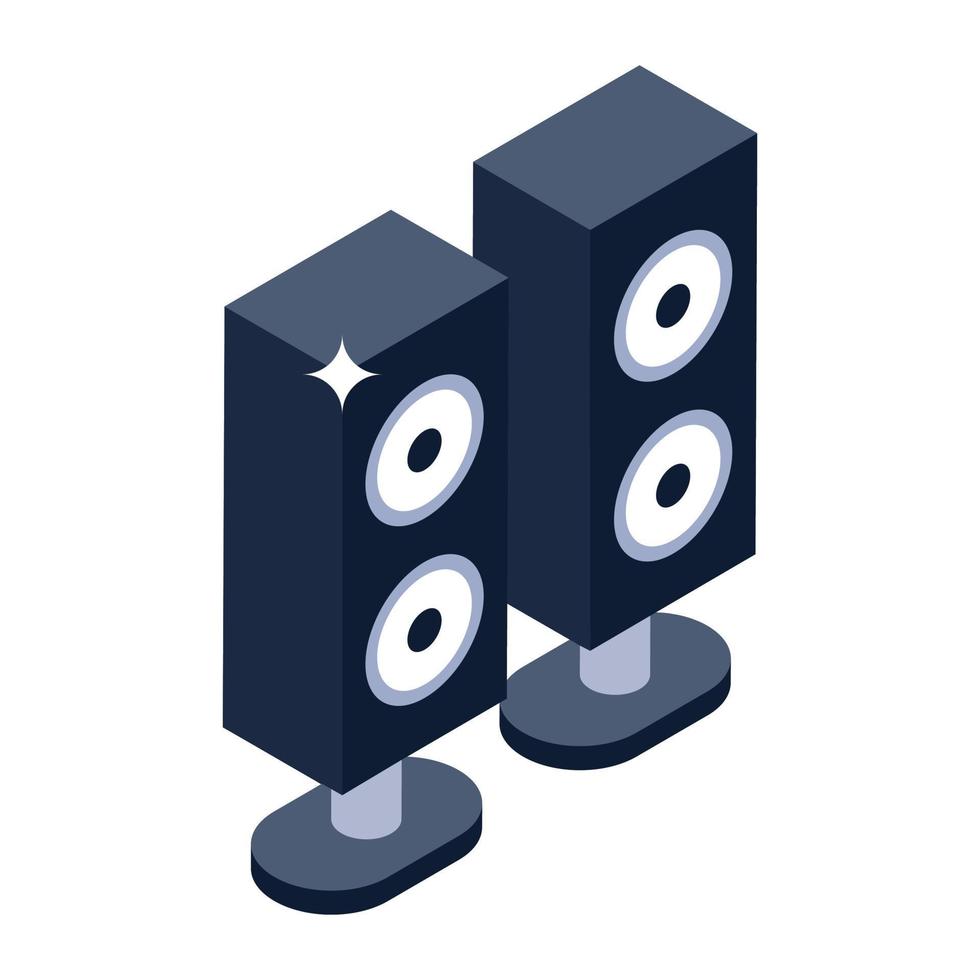 Isometric icon of audio speaker, speaker stand editable vector