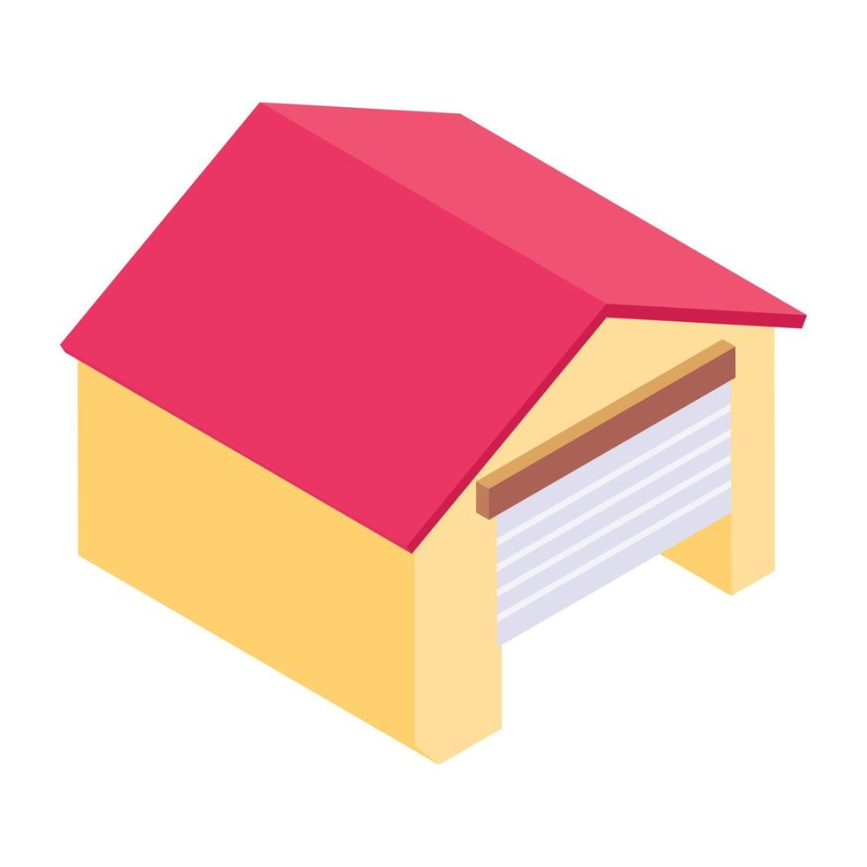 Garage icon in isometric design, building for storing goods vector