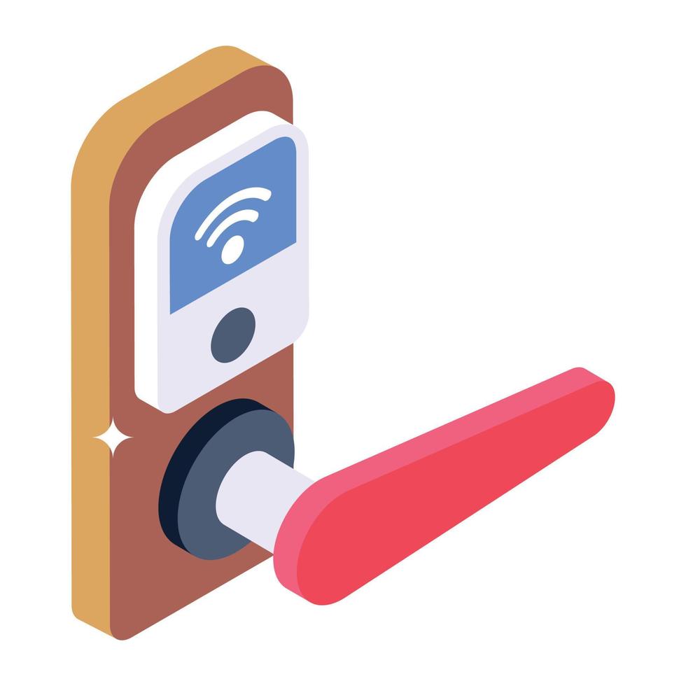 Smart connected home technology, isometric icon of wifi door vector