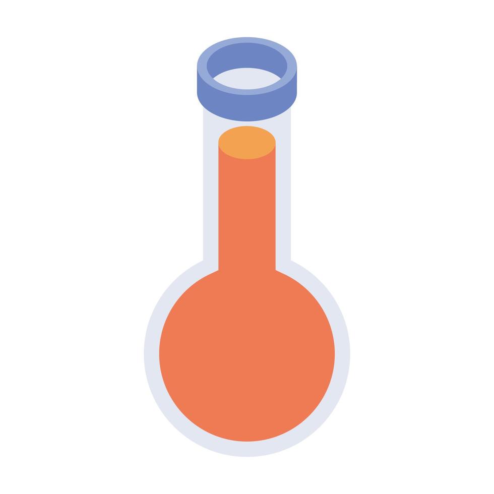 Lab apparatus, isometric icon of laboratory beaker vector