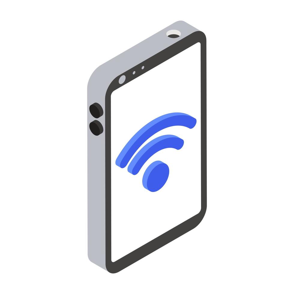 icono de wifi móvil en diseño isométrico vector