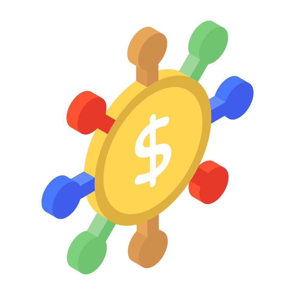 Financial network in isometric icon vector