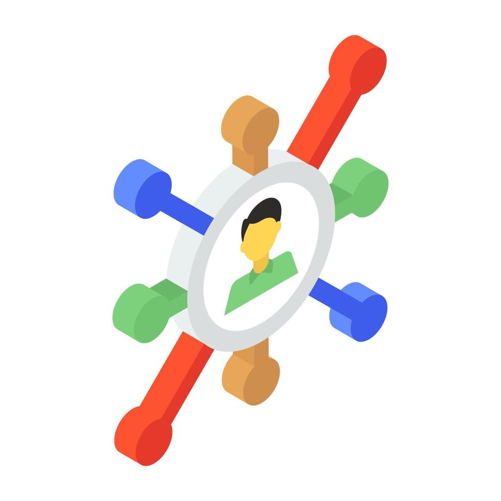 An isometric icon of user network in editable style vector