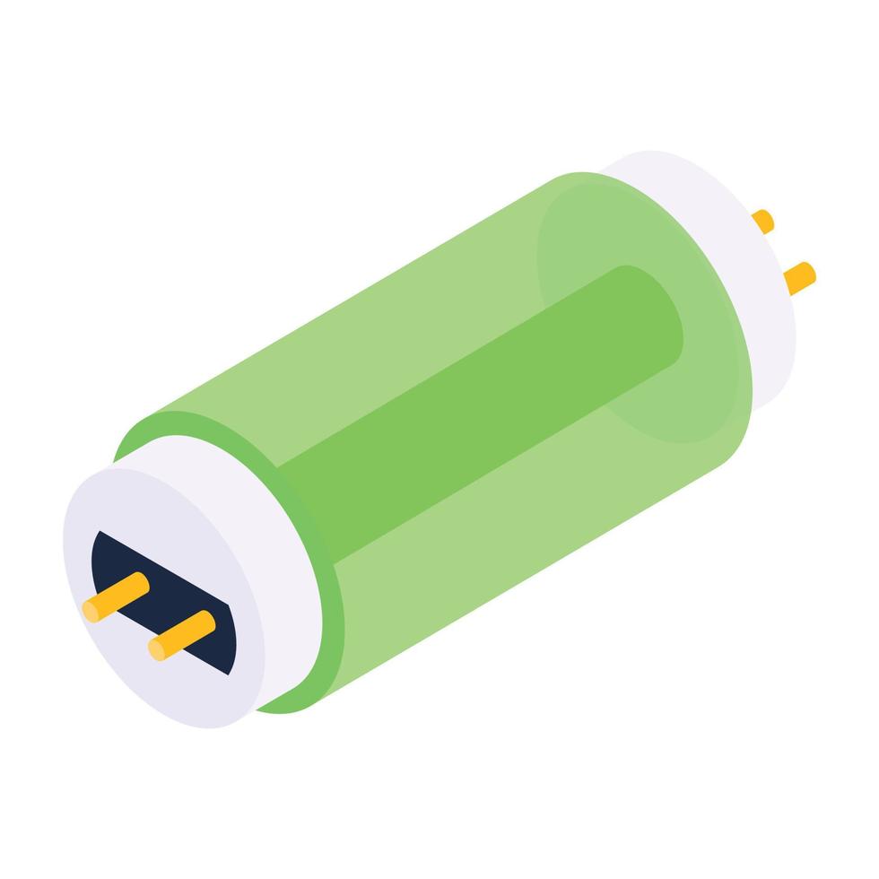 Isometric icon of tubelight, wall horizontal light vector
