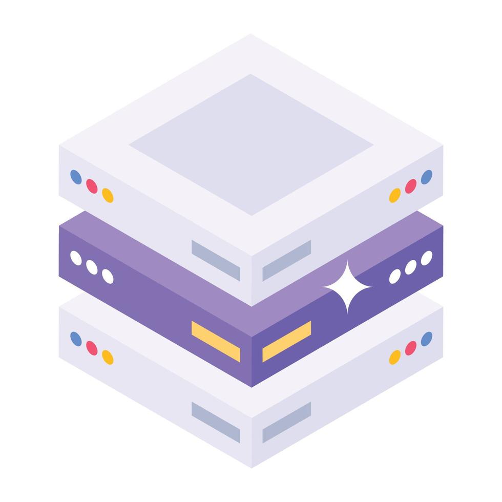 Isometric design of storage system icon, server rack vector