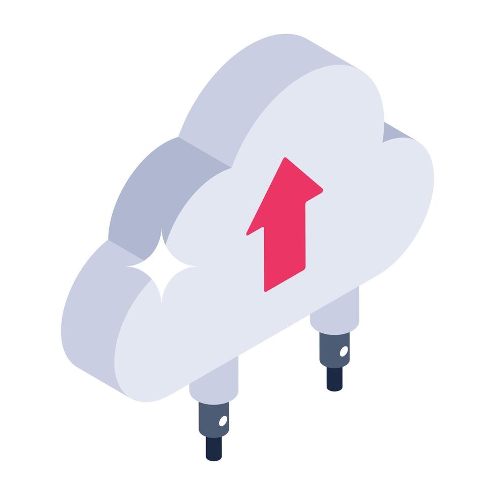 Cloud with upward direction arrow, cloud uploading icon vector