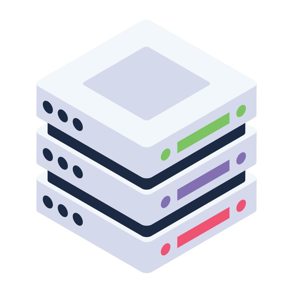 Isometric design of data center icon, server rack vector