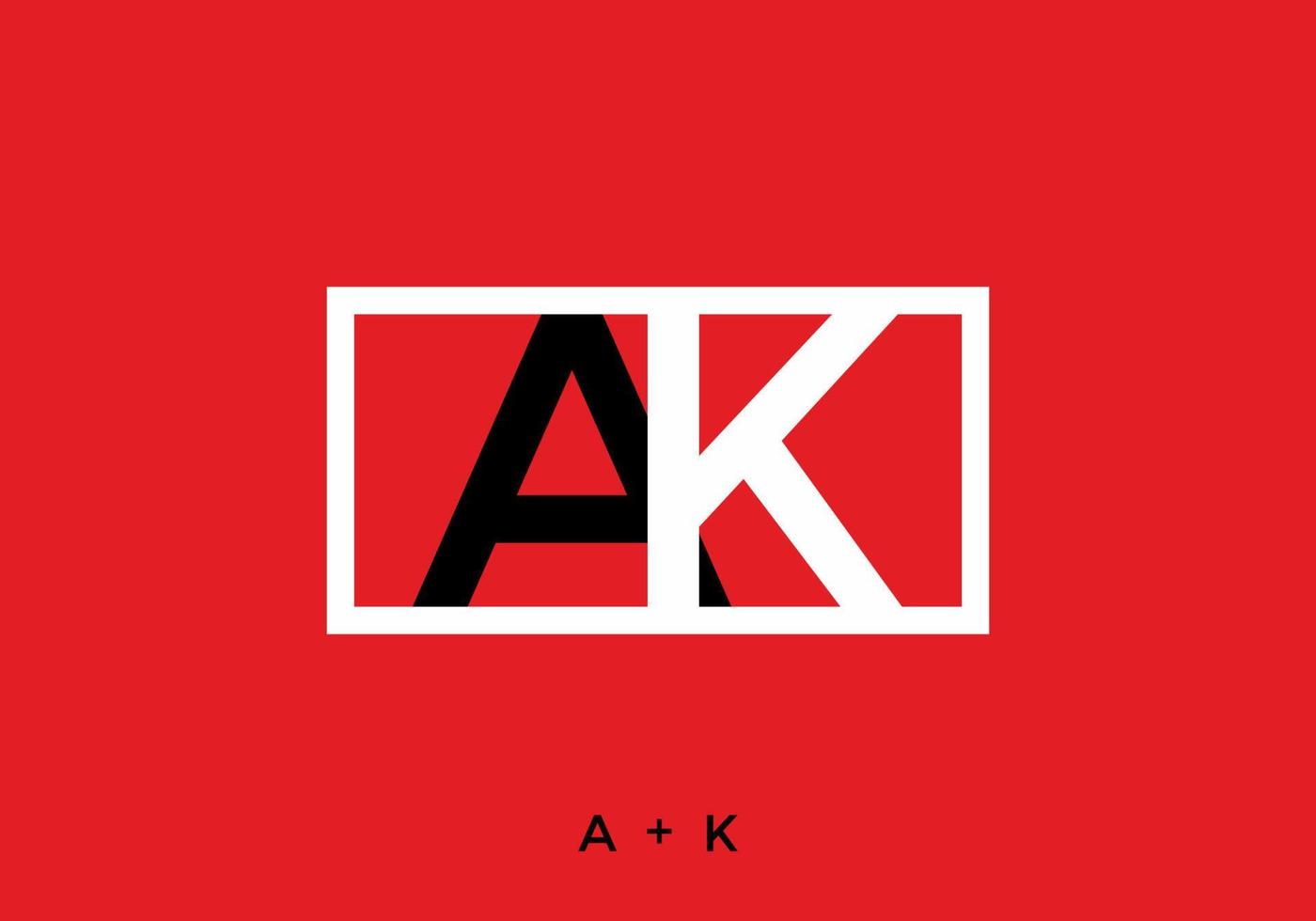Black white color on red background of AK initial letter vector