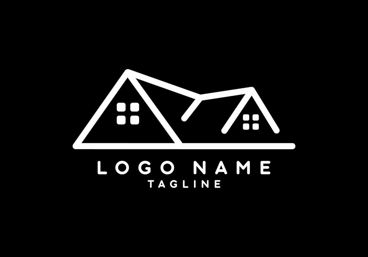 Black white roof of house for real estate logo vector