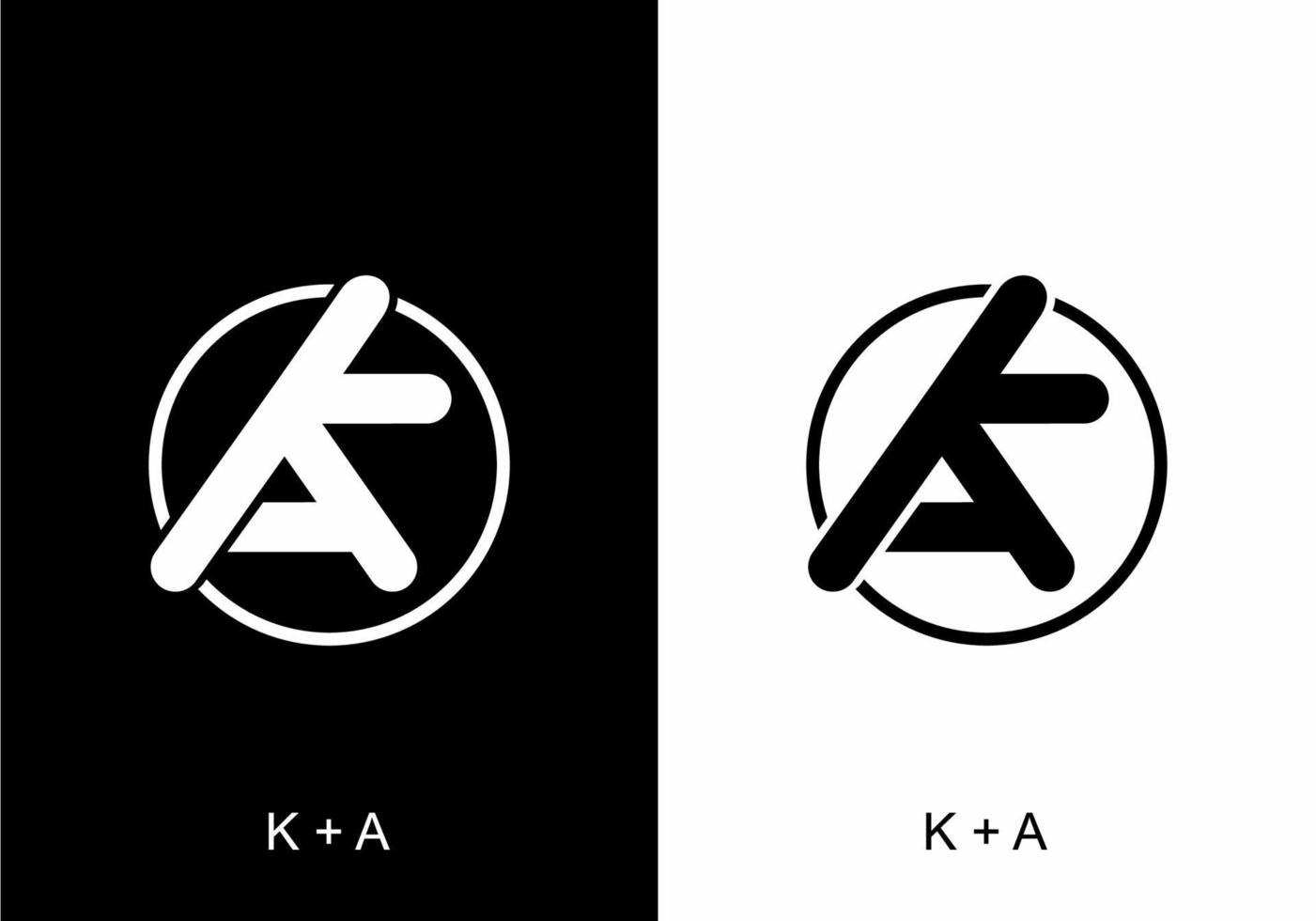 Black white of KA initial letter vector