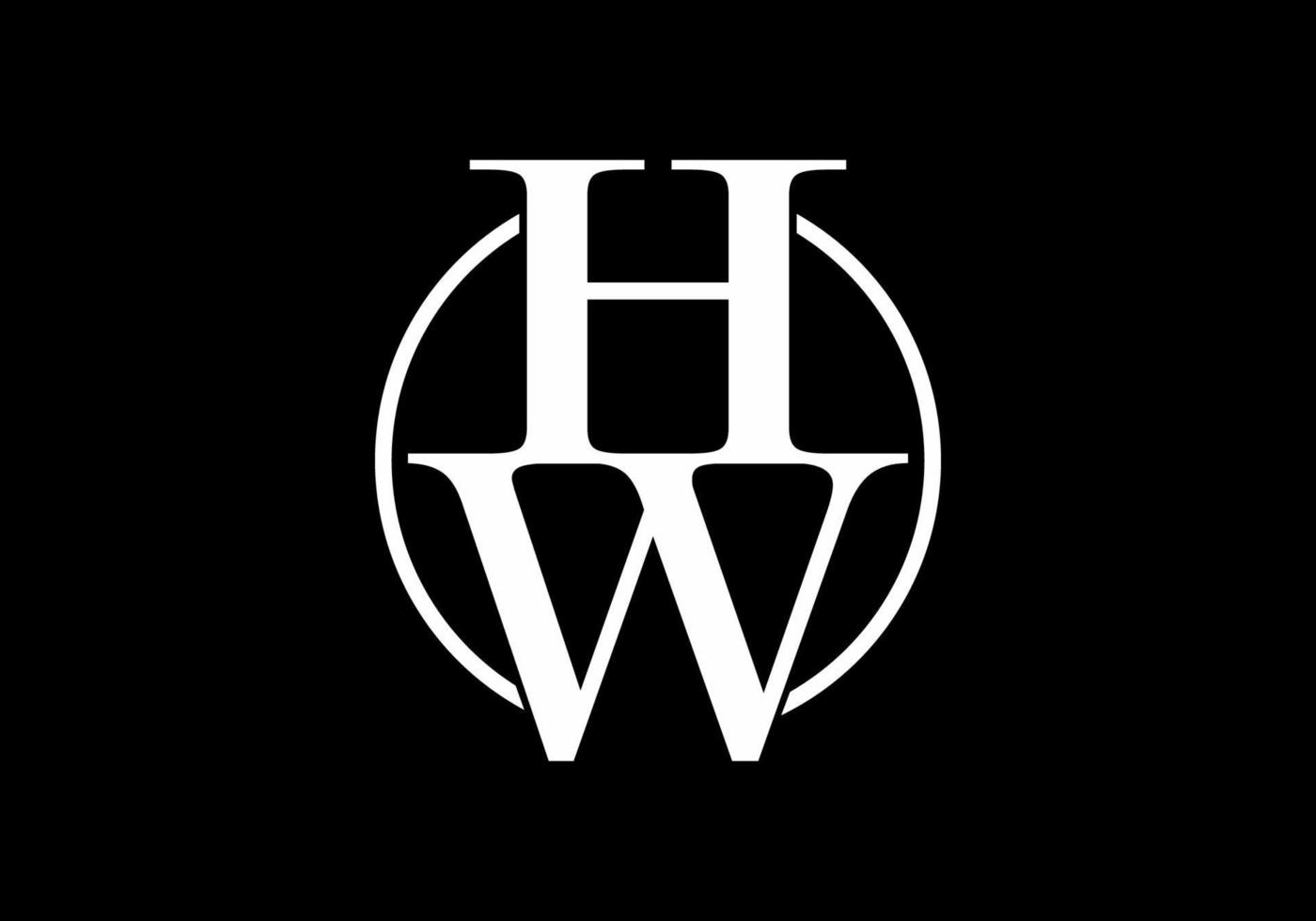 Black white HW or WH initial letter vector