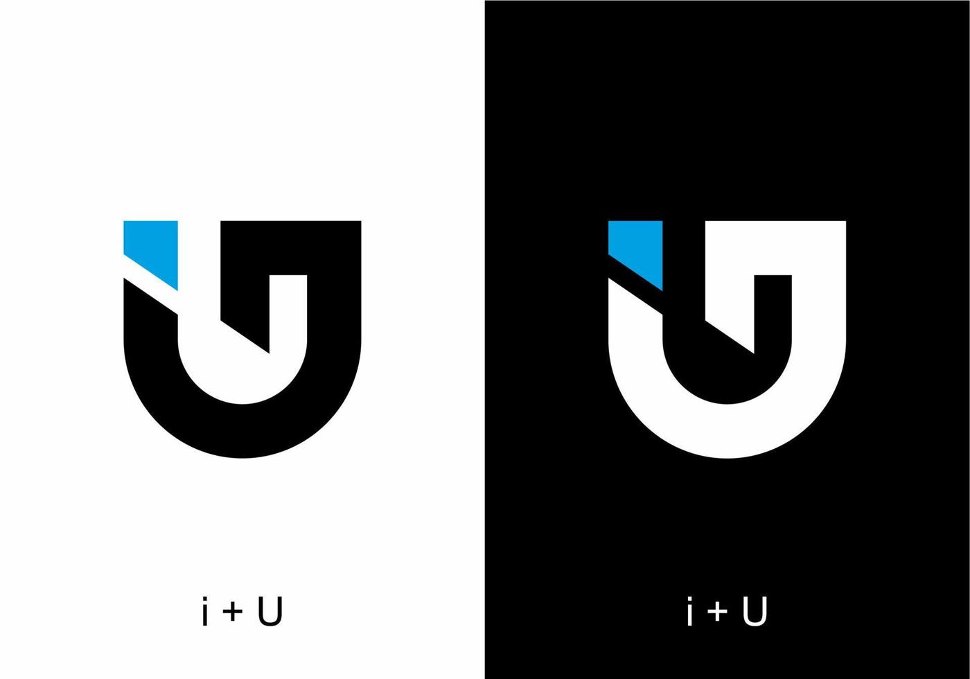 Black white blue iu initial letter vector