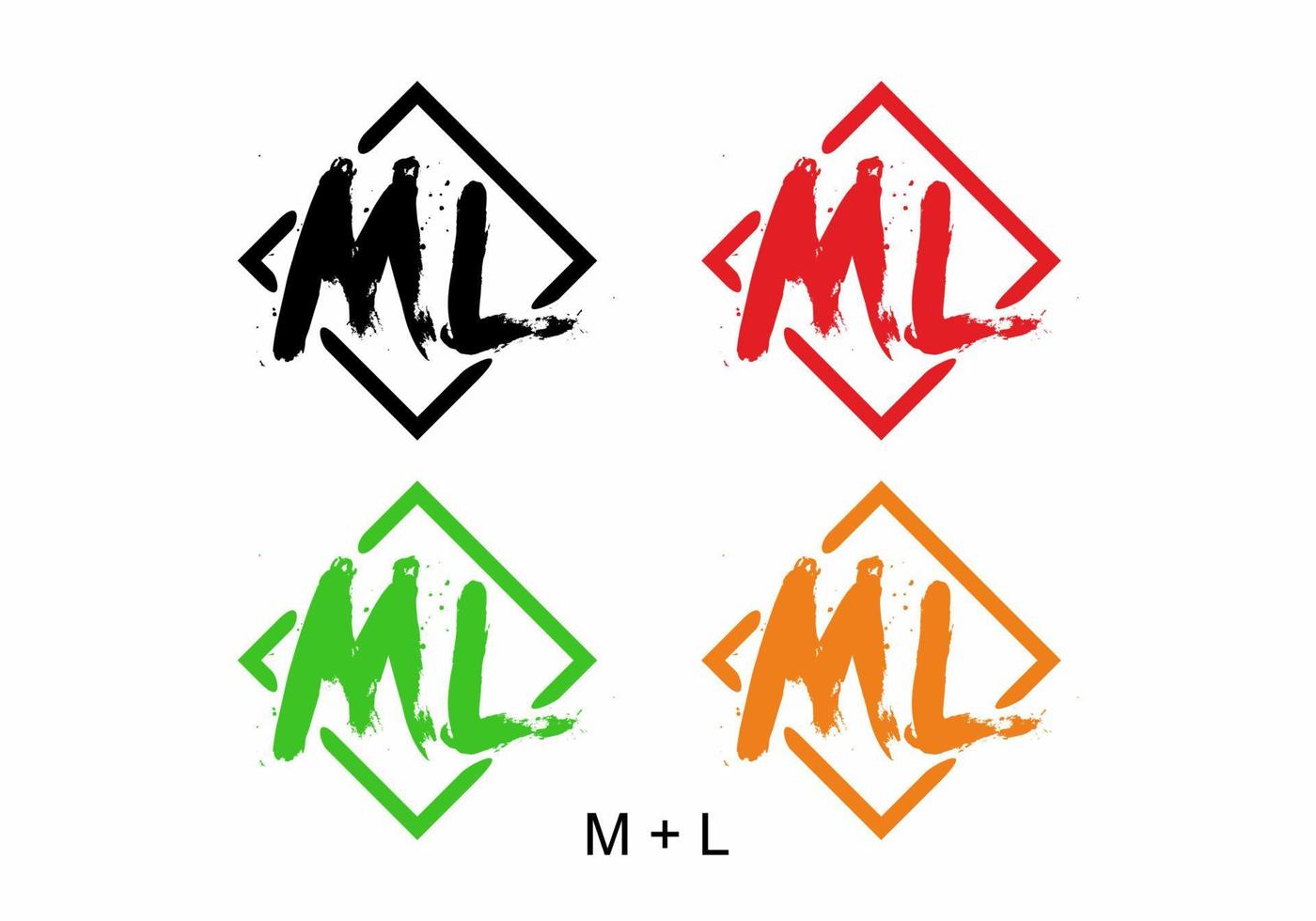 Black red green orange color of ML initial letter vector