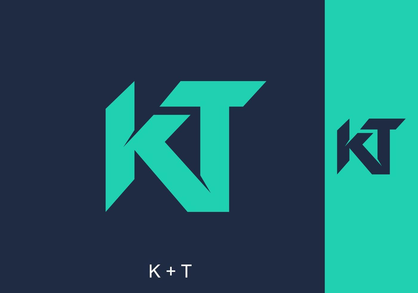 color azul y tosca de la letra inicial kt vector