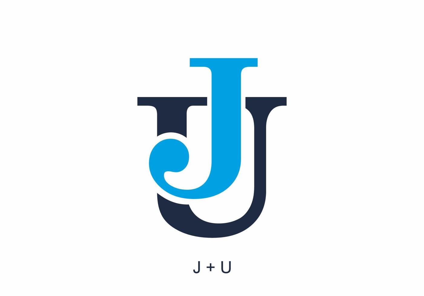 Blue color of JU initial letter vector
